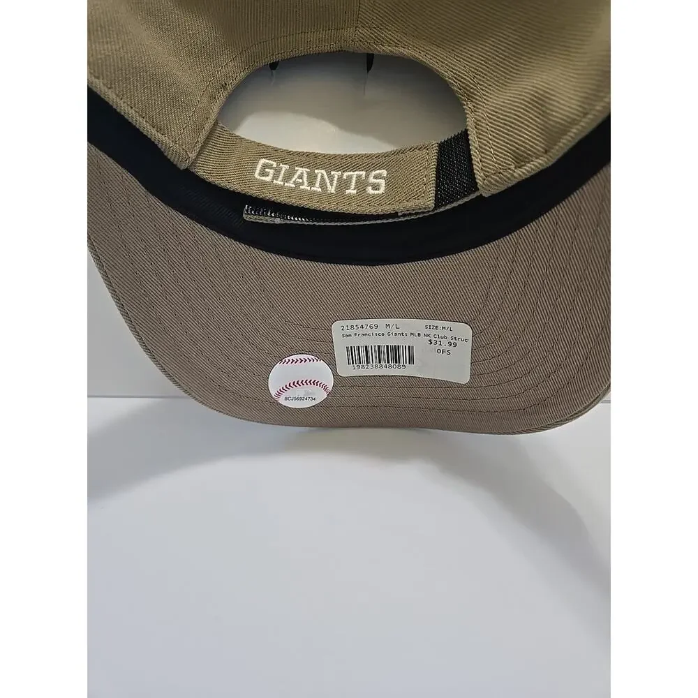 Nike San Francisco Giants Khaki Club Cap Adjustable Hat Cap Size M/L Structure - Picture 5 of 10